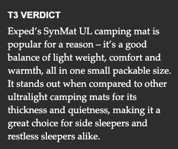 T3.com reviews SynMat UL: "Compact yet comfy"